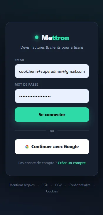 Mettron sur mobile — vue 1