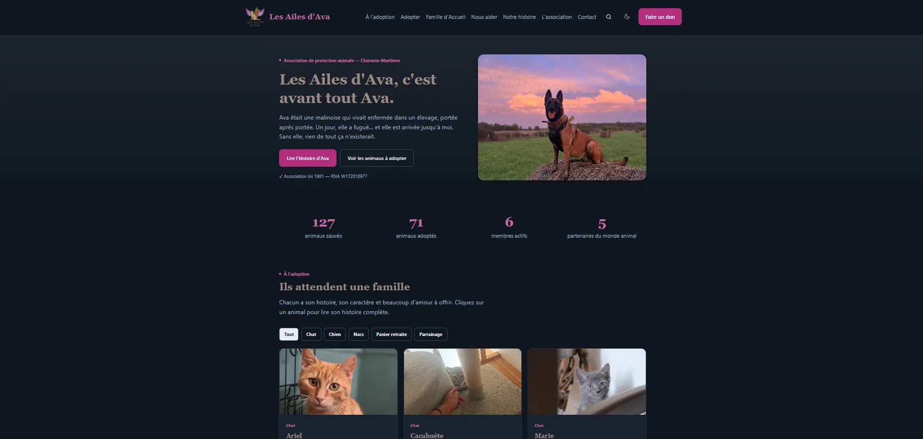 accueil site lesailesdava.fr site réalisé par OFAD